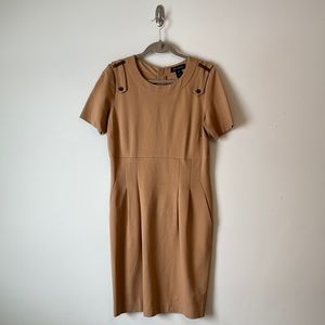 Pink Tartan camel-coloured knee-length dress in size L